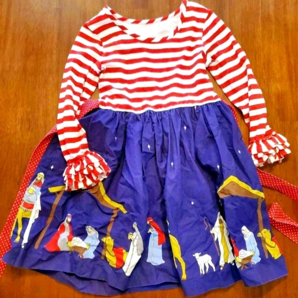 Eleanor Rose Nativity Christmas Print Dress Size 6-7
